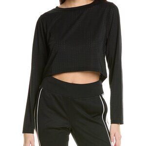 FILA Black Crop Top Fi-lux Gym Yoga Tennis shirt Sz Medium New